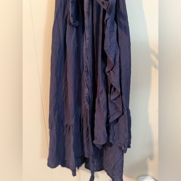 Old Navy Women’s Embroidered Floral Print Navy Blue Ruffle Hi-Low Wrap Dress XS - Picture 5 of 9